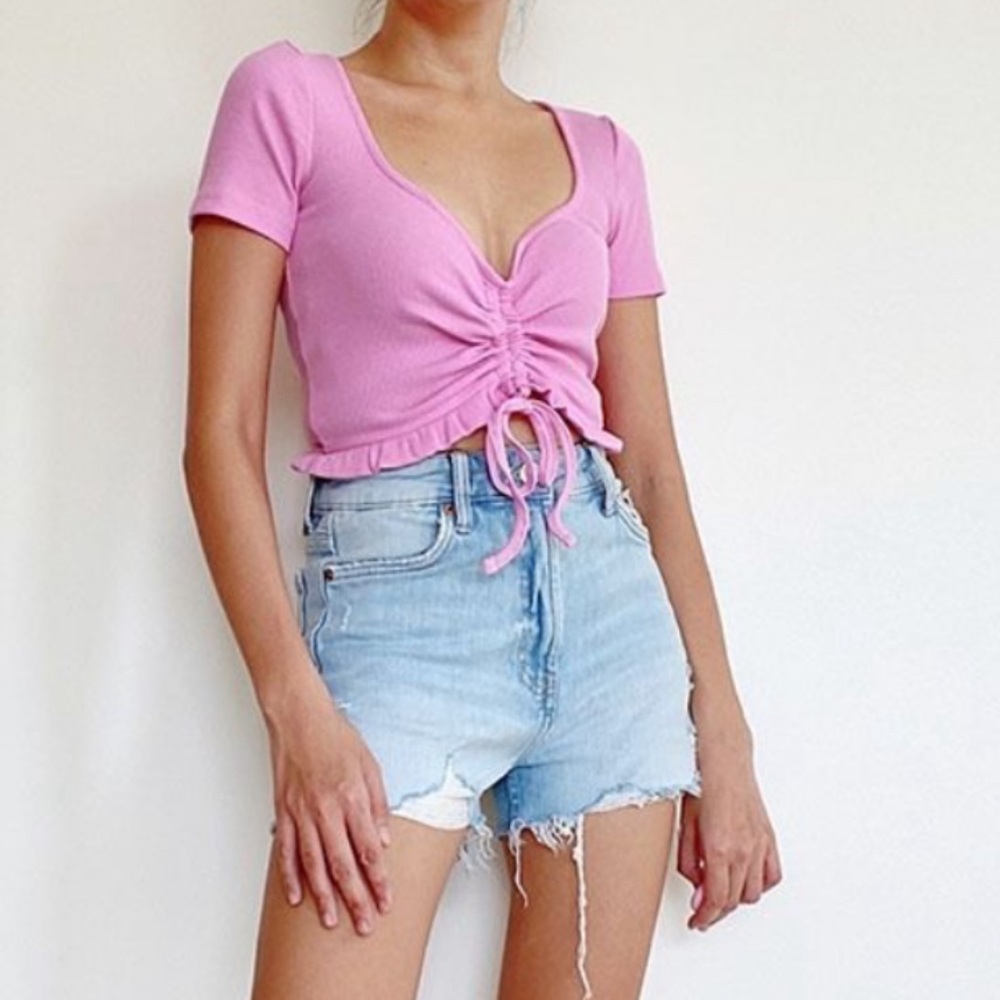 Cute crop ruched pink crop top from ZARA- NWT